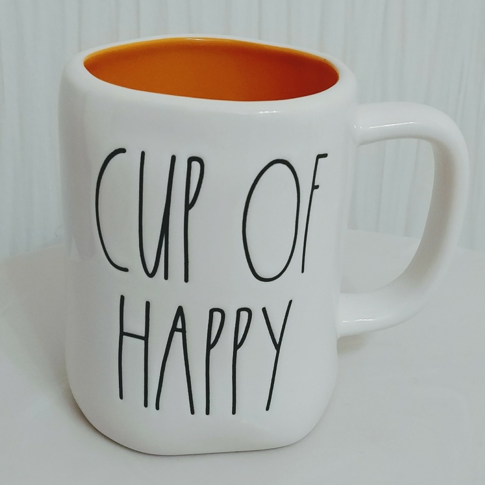 Rae Dunn Cup of Happy Mug orange inside